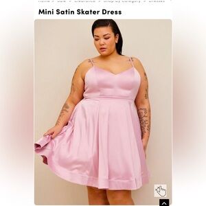 Pink satin skater dress